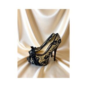 Traffic Champagne Nancy Lace Stiletto Heels